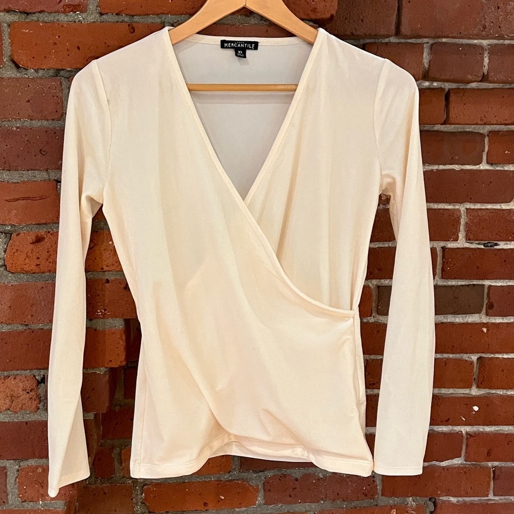 J Crew faux-Velvet Wrap Top XS